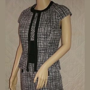 DESIGNER BLACK & WHITE CAREER SHEATH DRESS SUIT